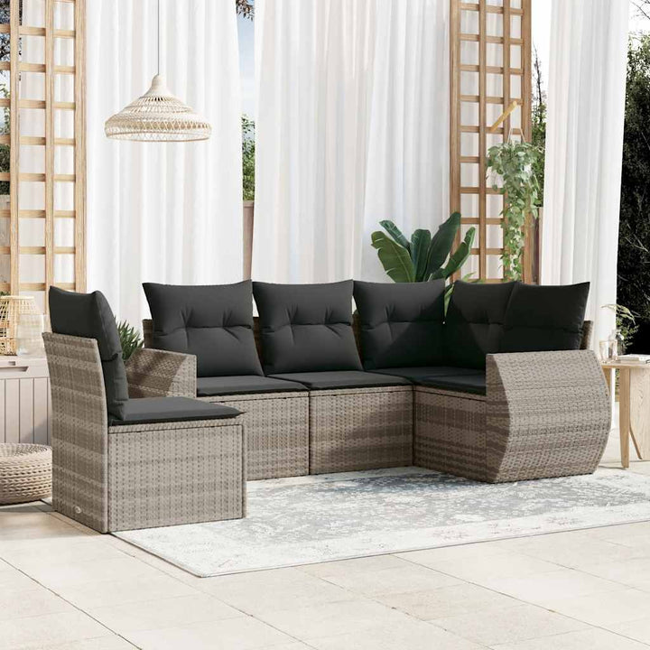 Soffgrupp För Trädgården Med Dynor 5 Delar Beige Konstrotting