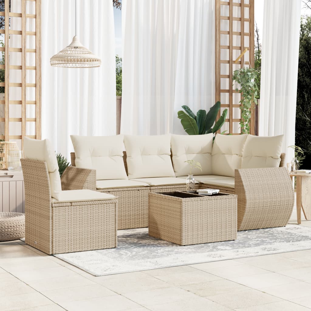 Soffgrupp För Trädgården Med Dynor 5 Delar Beige Konstrotting