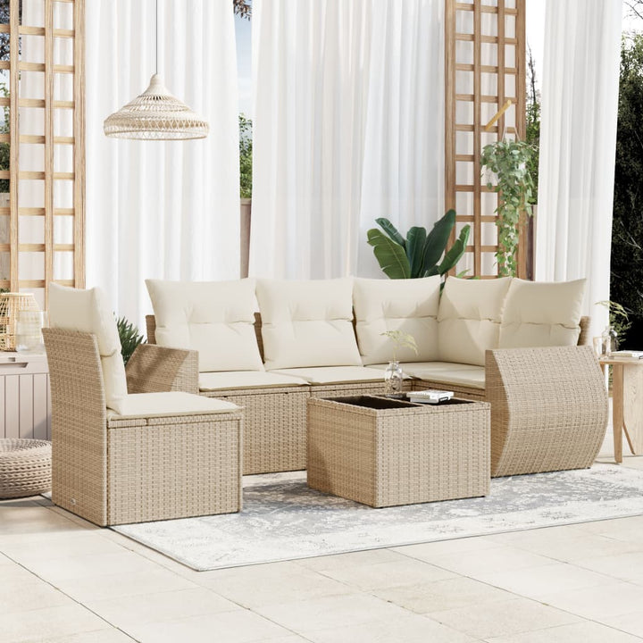 Soffgrupp För Trädgården Med Dynor 5 Delar Beige Konstrotting