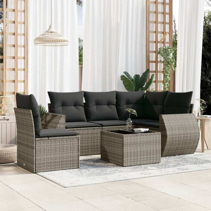 Soffgrupp För Trädgården Med Dynor 5 Delar Beige Konstrotting