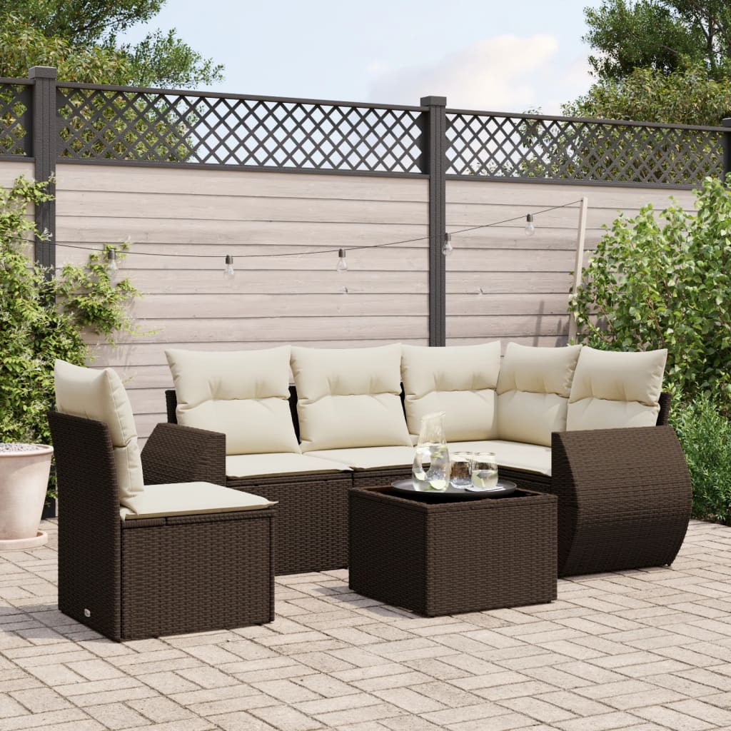 Soffgrupp För Trädgården Med Dynor 5 Delar Beige Konstrotting