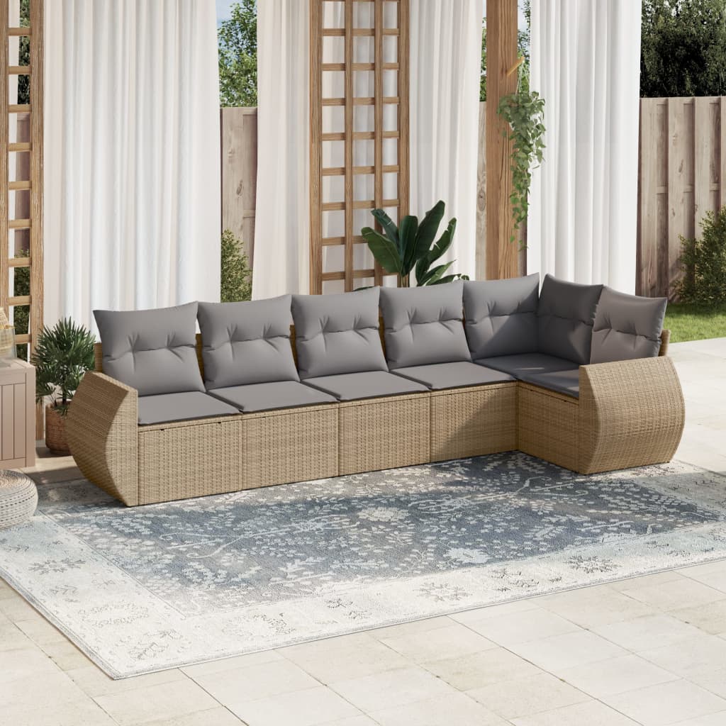 Matgrupp För Trädgården Med Dynor 7 Delar Beige Konstrotting