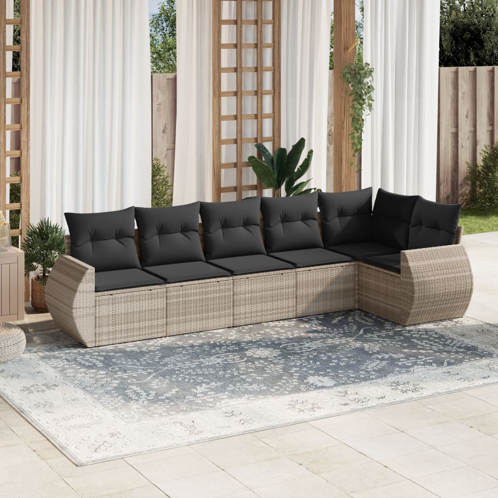 Matgrupp För Trädgården Med Dynor 7 Delar Beige Konstrotting