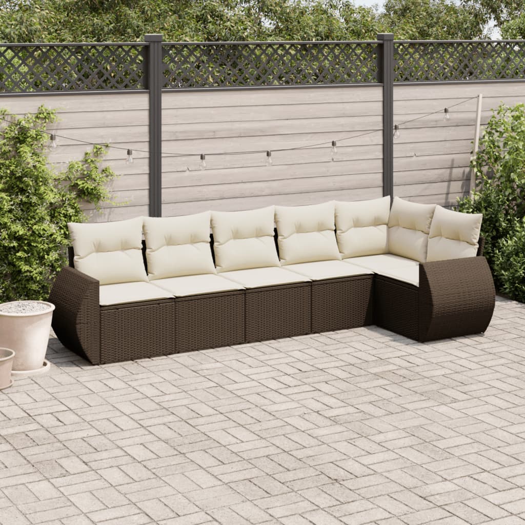 Matgrupp För Trädgården Med Dynor 7 Delar Beige Konstrotting