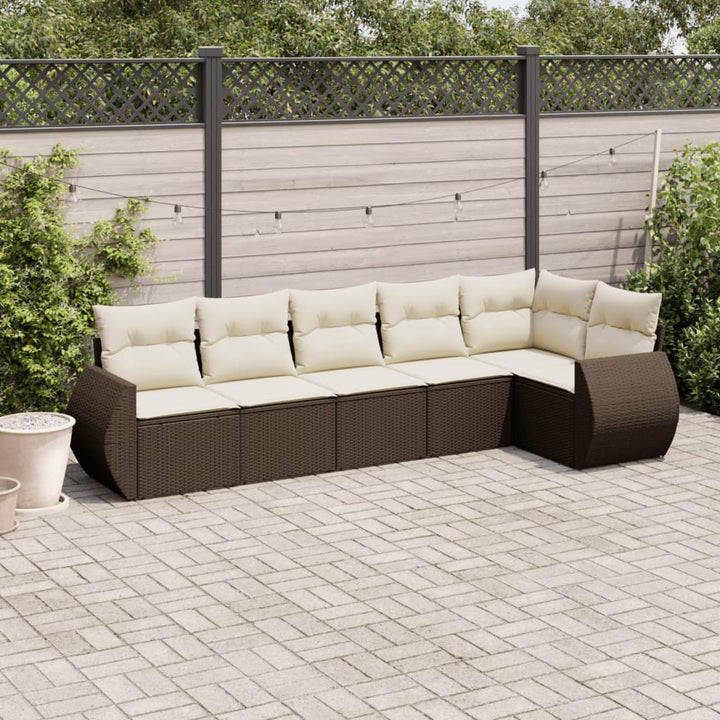 Matgrupp För Trädgården Med Dynor 7 Delar Beige Konstrotting