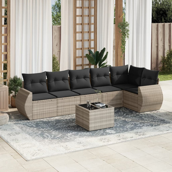 Matgrupp För Trädgården Med Dynor 7 Delar Beige Konstrotting