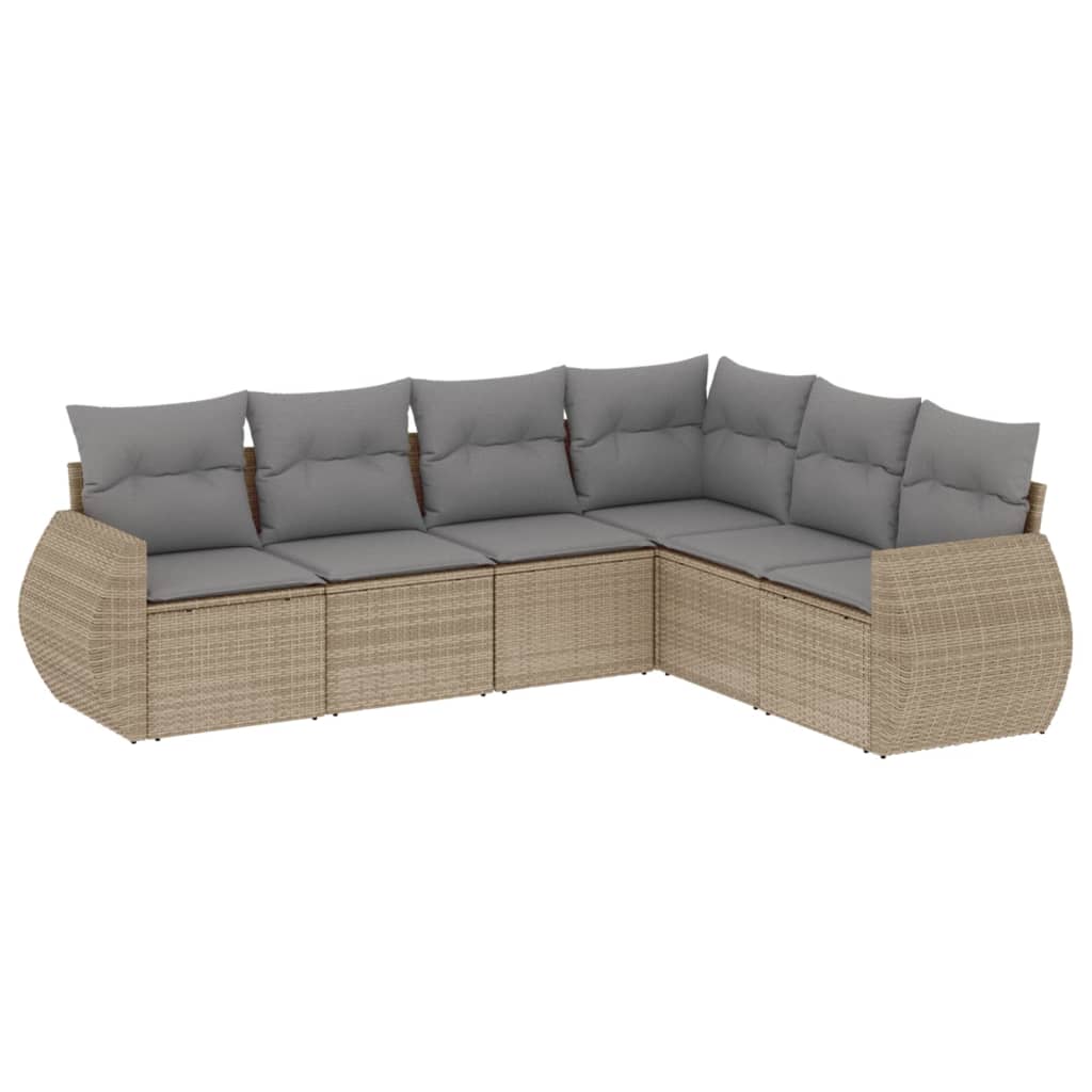 Soffgrupp För Trädgården Med Dynor 6 Delar Beige Konstrotting