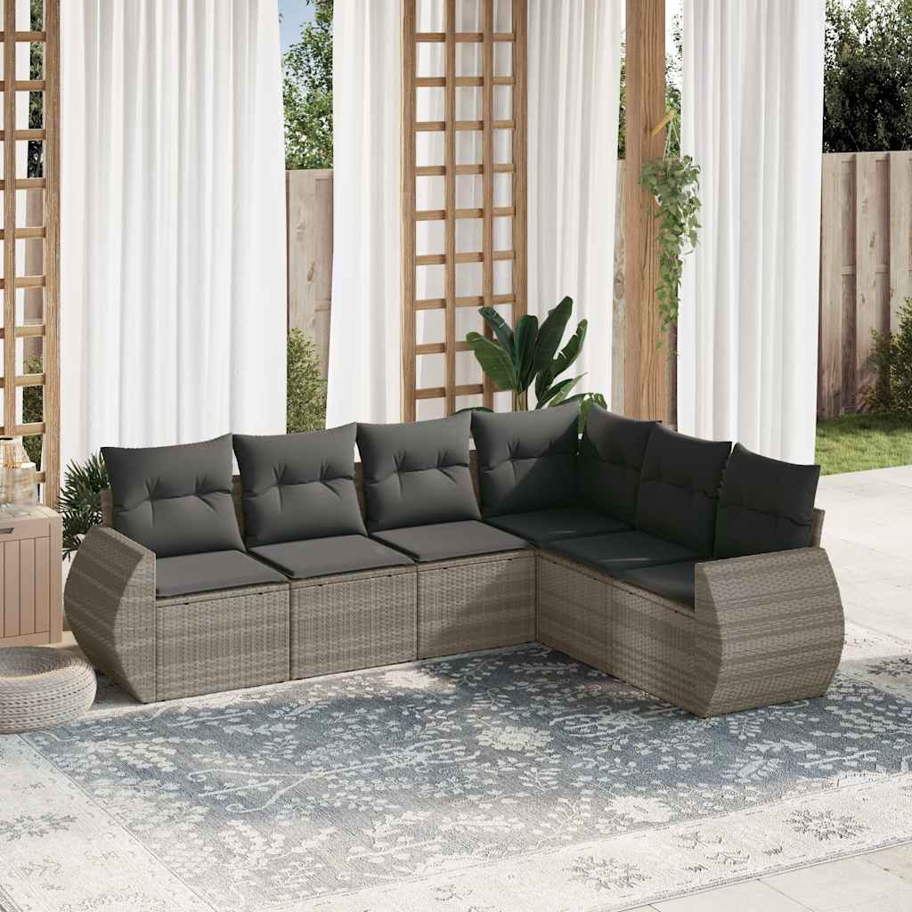Soffgrupp För Trädgården Med Dynor 6 Delar Beige Konstrotting