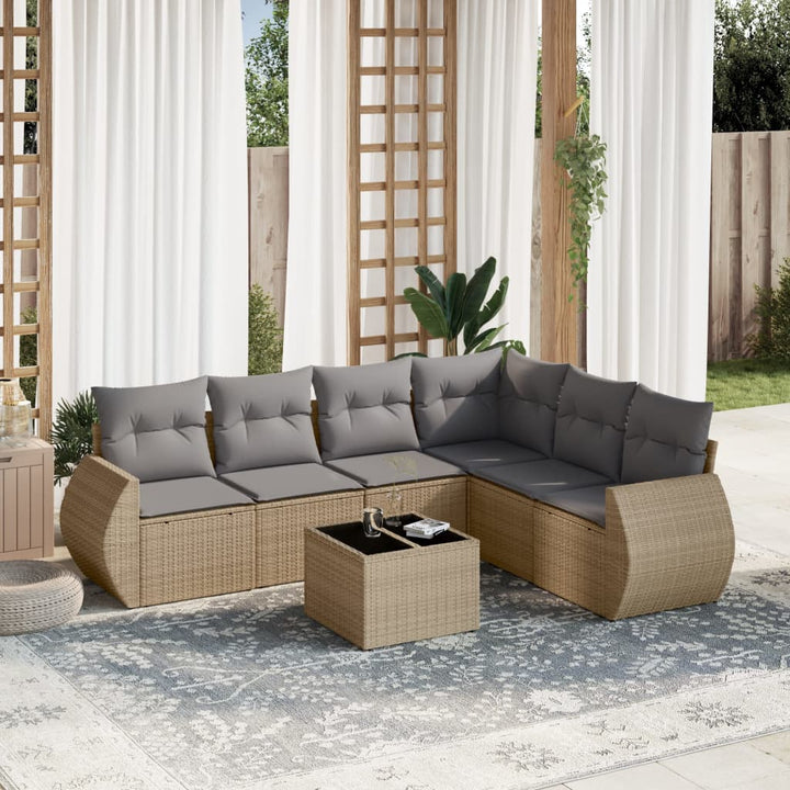 Soffgrupp För Trädgården Med Dynor 6 Delar Beige Konstrotting