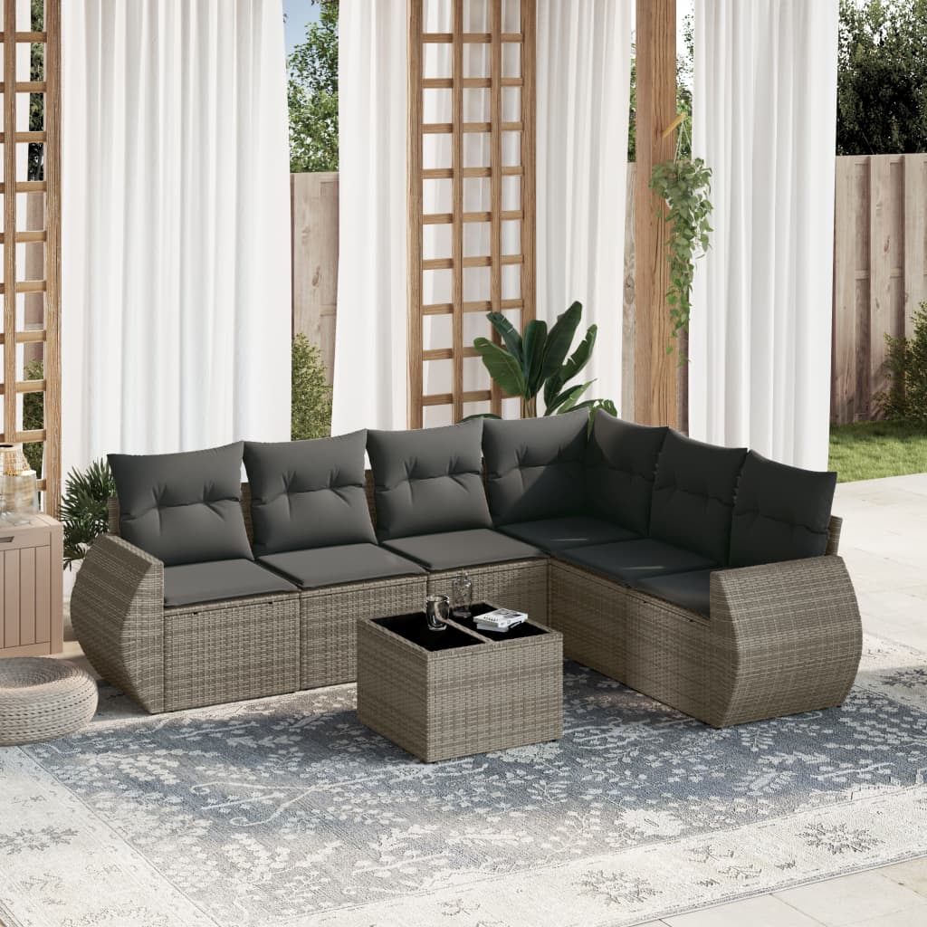 Soffgrupp För Trädgården Med Dynor 6 Delar Beige Konstrotting