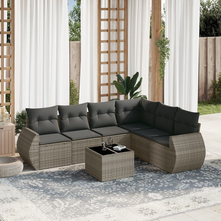 Soffgrupp För Trädgården Med Dynor 6 Delar Beige Konstrotting