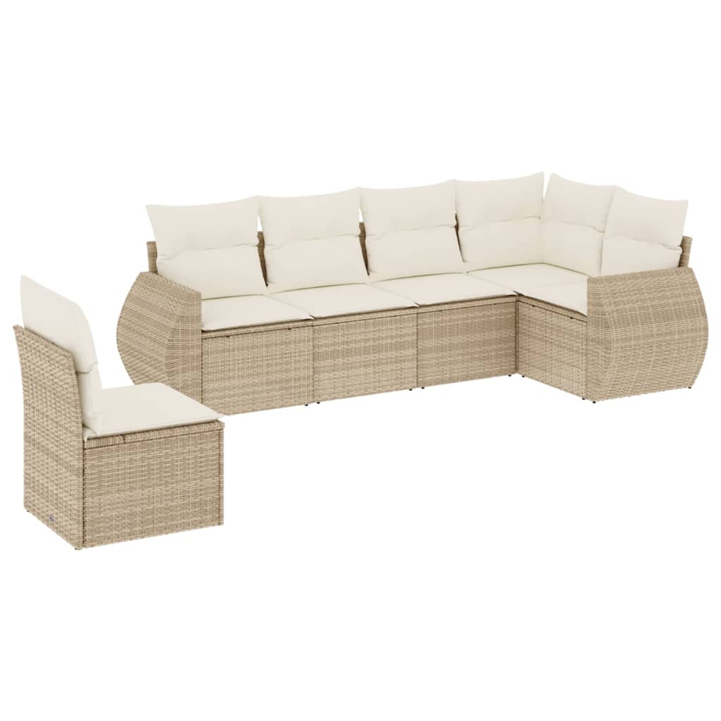 Soffgrupp För Trädgården Med Dynor 6 Delar Beige Konstrotting
