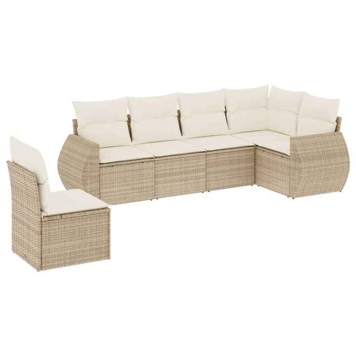 Soffgrupp För Trädgården Med Dynor 6 Delar Beige Konstrotting