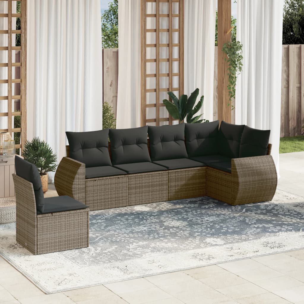 Soffgrupp För Trädgården Med Dynor 6 Delar Beige Konstrotting