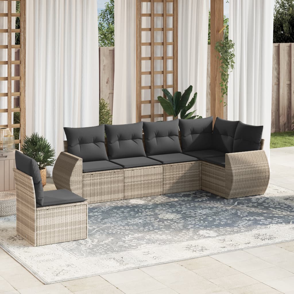 Soffgrupp För Trädgården Med Dynor 6 Delar Beige Konstrotting