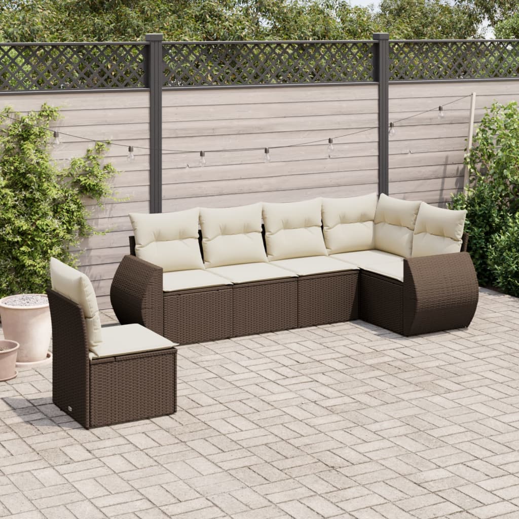 Soffgrupp För Trädgården Med Dynor 6 Delar Beige Konstrotting