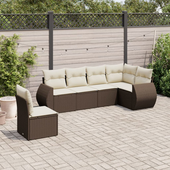 Soffgrupp För Trädgården Med Dynor 6 Delar Beige Konstrotting