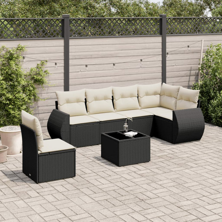 Soffgrupp För Trädgården Med Dynor 6 Delar Beige Konstrotting