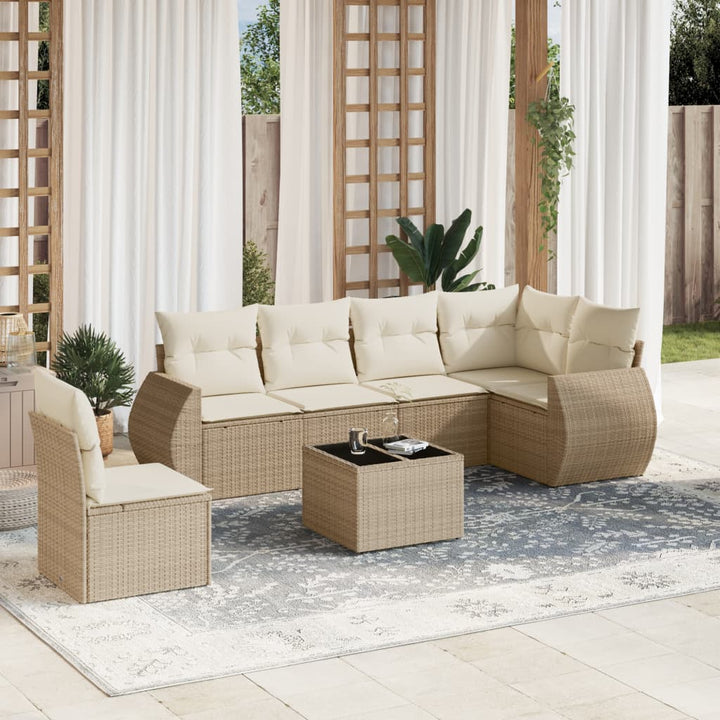 Soffgrupp För Trädgården Med Dynor 6 Delar Beige Konstrotting