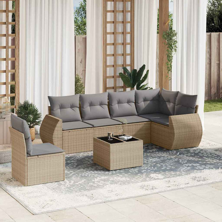 Soffgrupp För Trädgården Med Dynor 6 Delar Beige Konstrotting