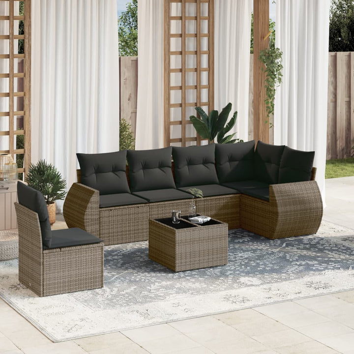 Soffgrupp För Trädgården Med Dynor 6 Delar Beige Konstrotting