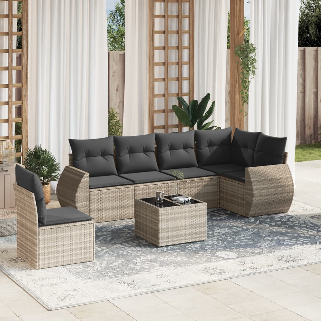 Soffgrupp För Trädgården Med Dynor 6 Delar Beige Konstrotting