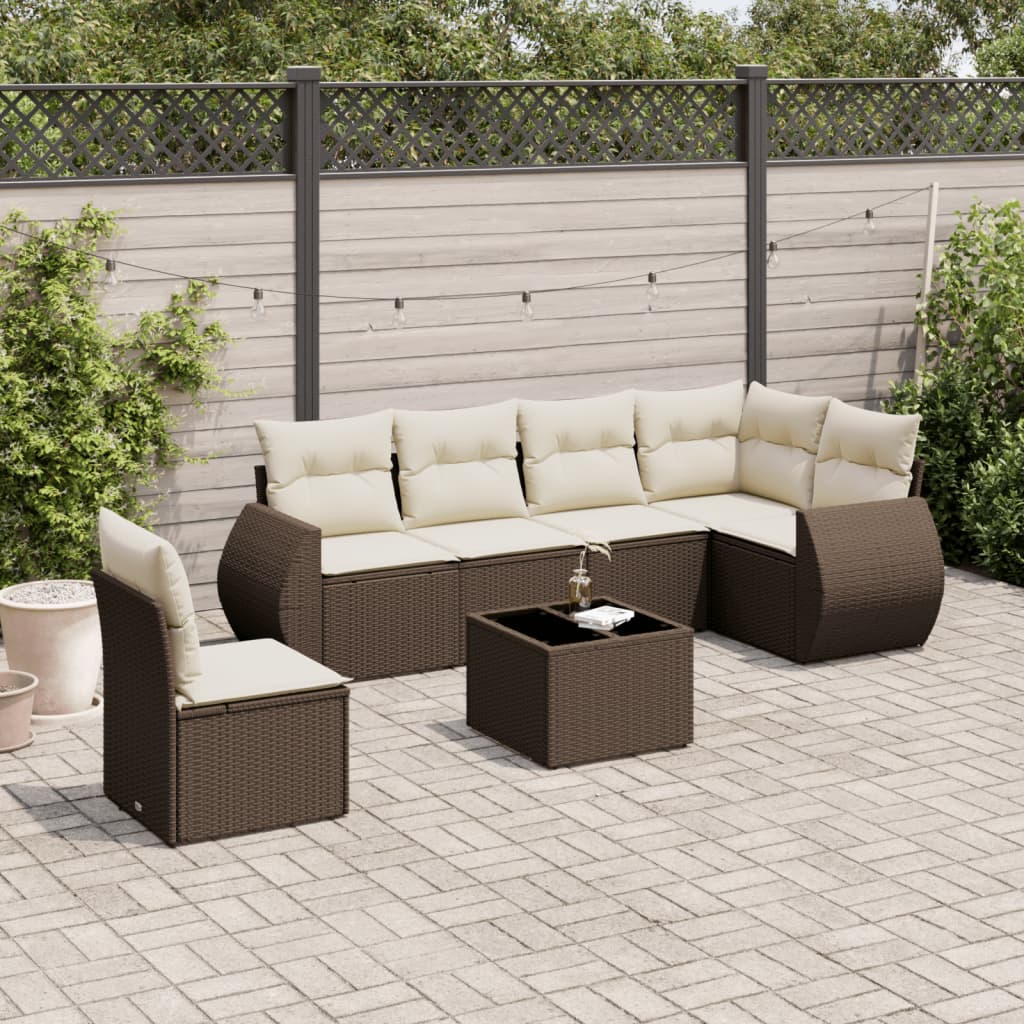 Soffgrupp För Trädgården Med Dynor 6 Delar Beige Konstrotting