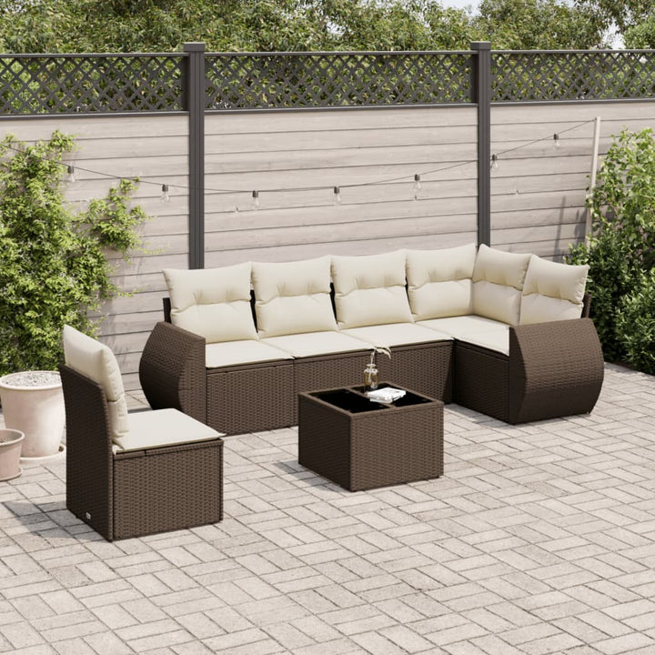 Soffgrupp För Trädgården Med Dynor 6 Delar Beige Konstrotting