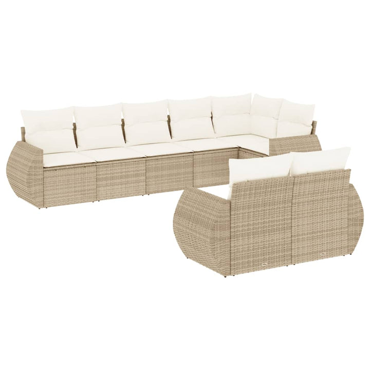 Matgrupp För Trädgården Med Dynor 8 Delar Beige Konstrotting