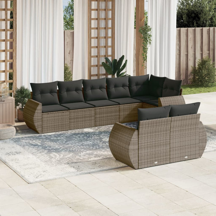 Matgrupp För Trädgården Med Dynor 8 Delar Beige Konstrotting