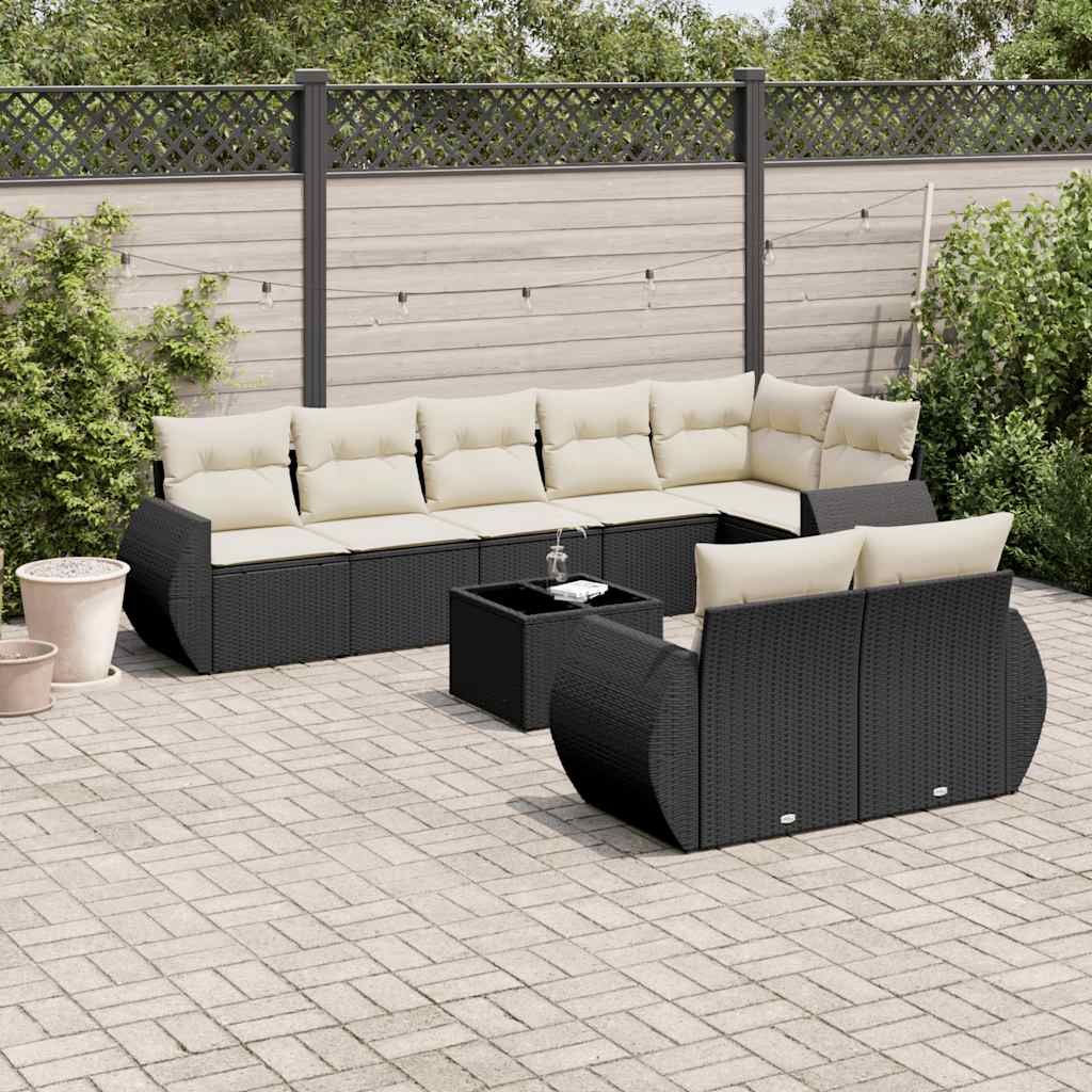 Matgrupp För Trädgården Med Dynor 8 Delar Beige Konstrotting