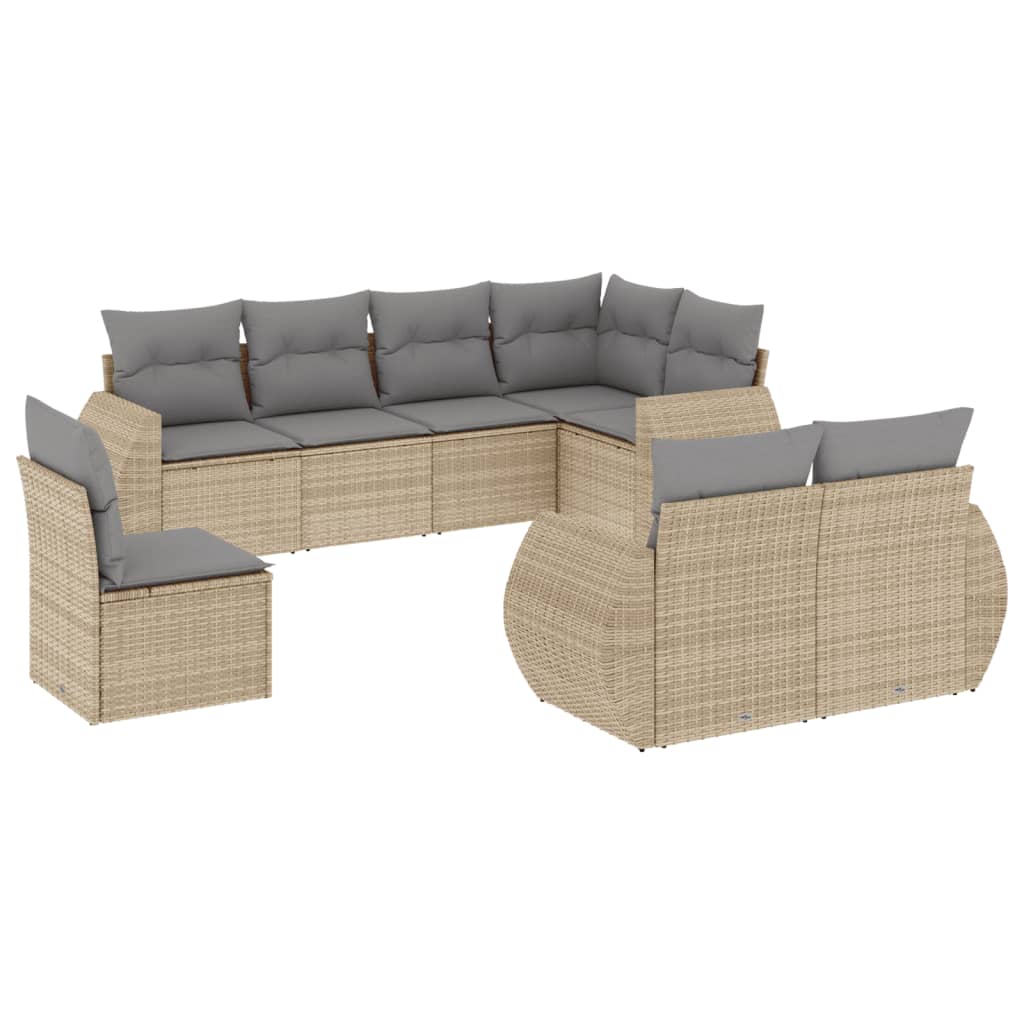 Matgrupp För Trädgården Med Dynor 8 Delar Beige Konstrotting