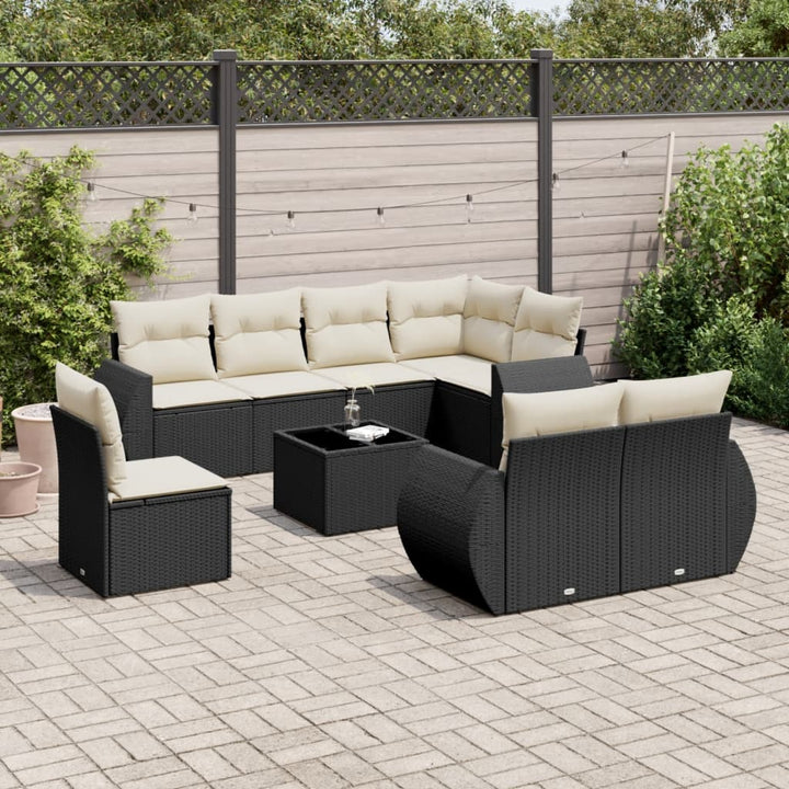 Matgrupp För Trädgården Med Dynor 8 Delar Beige Konstrotting