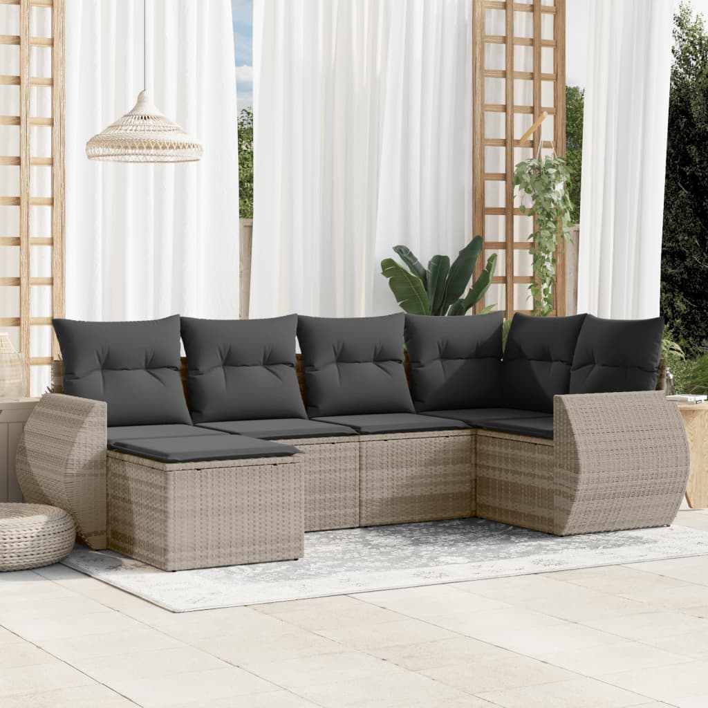 Matgrupp För Trädgården Med Dynor 7 Delar Beige Konstrotting