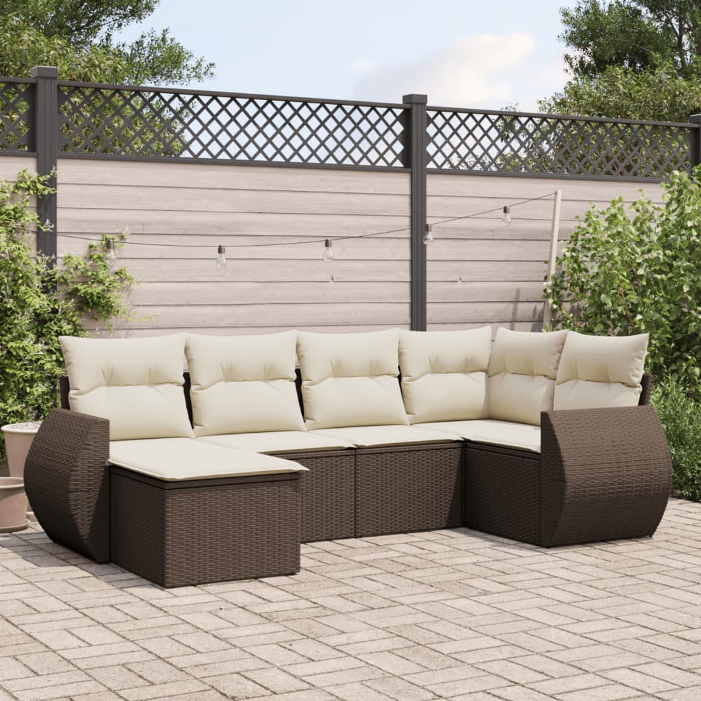 Matgrupp För Trädgården Med Dynor 7 Delar Beige Konstrotting