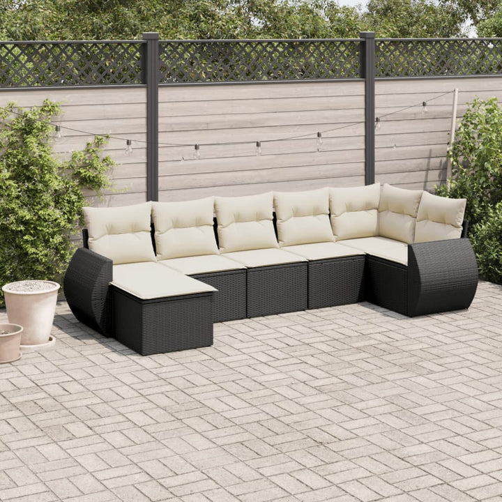 Matgrupp För Trädgården Med Dynor 7 Delar Beige Konstrotting