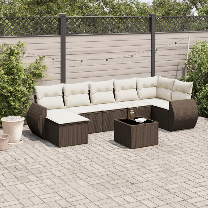 Matgrupp För Trädgården Med Dynor 7 Delar Beige Konstrotting