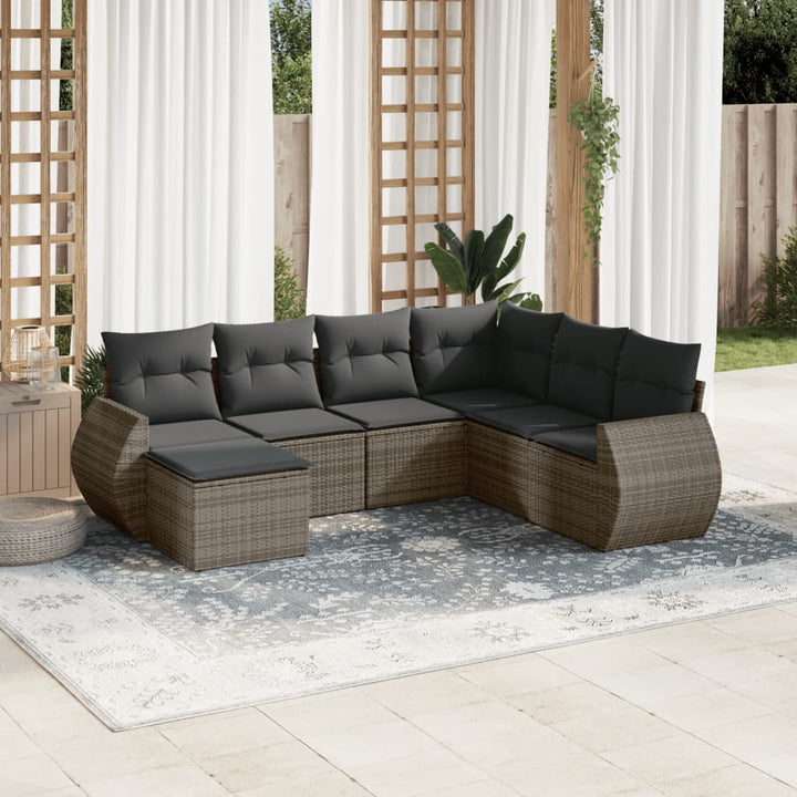 Matgrupp För Trädgården Med Dynor 7 Delar Beige Konstrotting