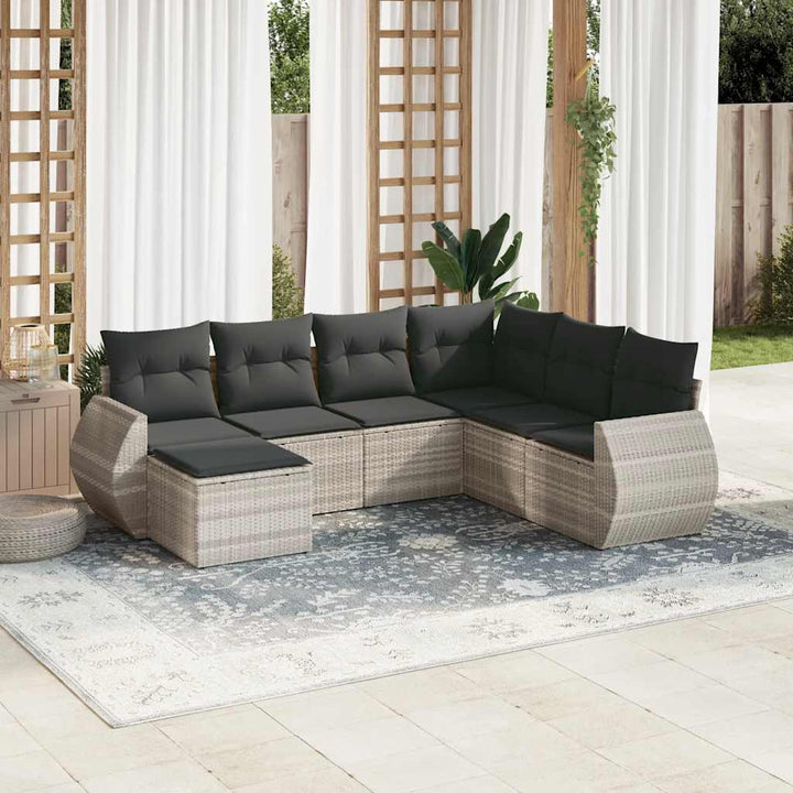 Matgrupp För Trädgården Med Dynor 7 Delar Beige Konstrotting