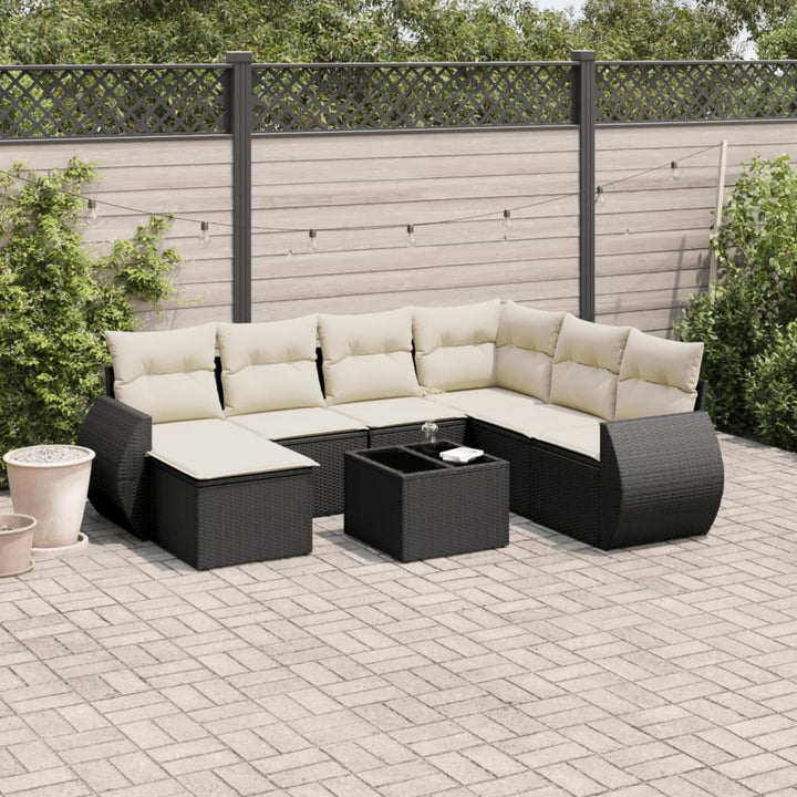 Matgrupp För Trädgården Med Dynor 7 Delar Beige Konstrotting