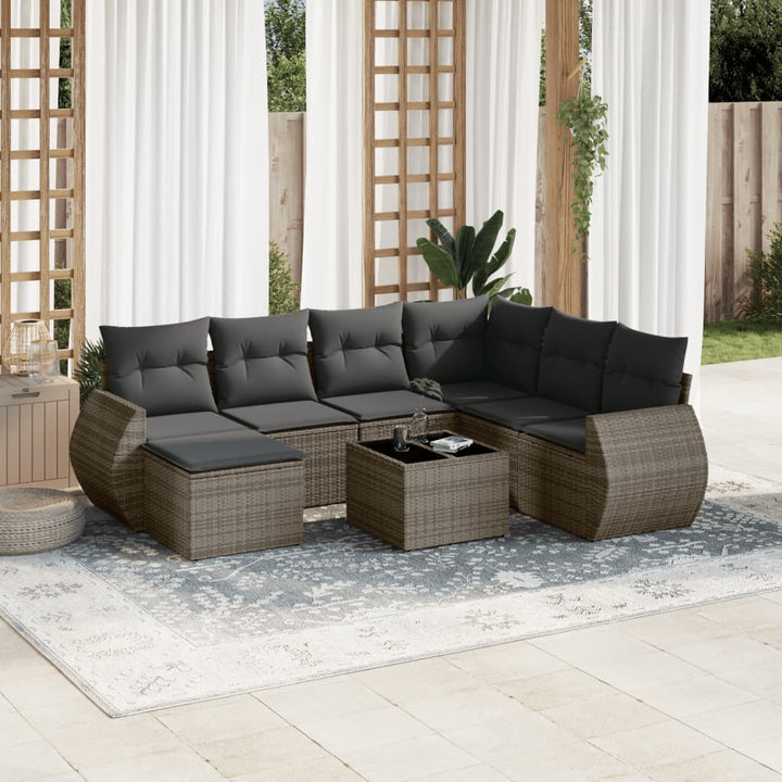 Matgrupp För Trädgården Med Dynor 7 Delar Beige Konstrotting