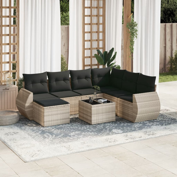 Matgrupp För Trädgården Med Dynor 7 Delar Beige Konstrotting