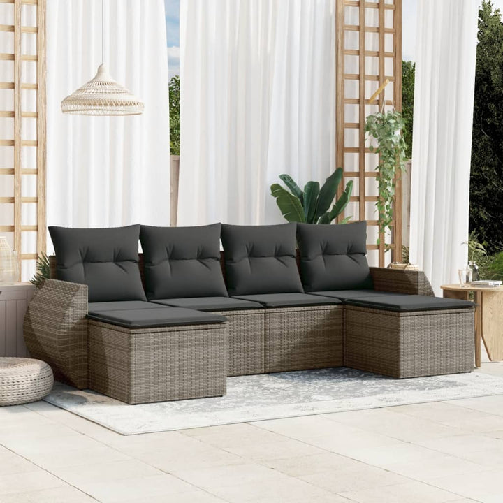 Matgrupp För Trädgården Med Dynor 7 Delar Beige Konstrotting