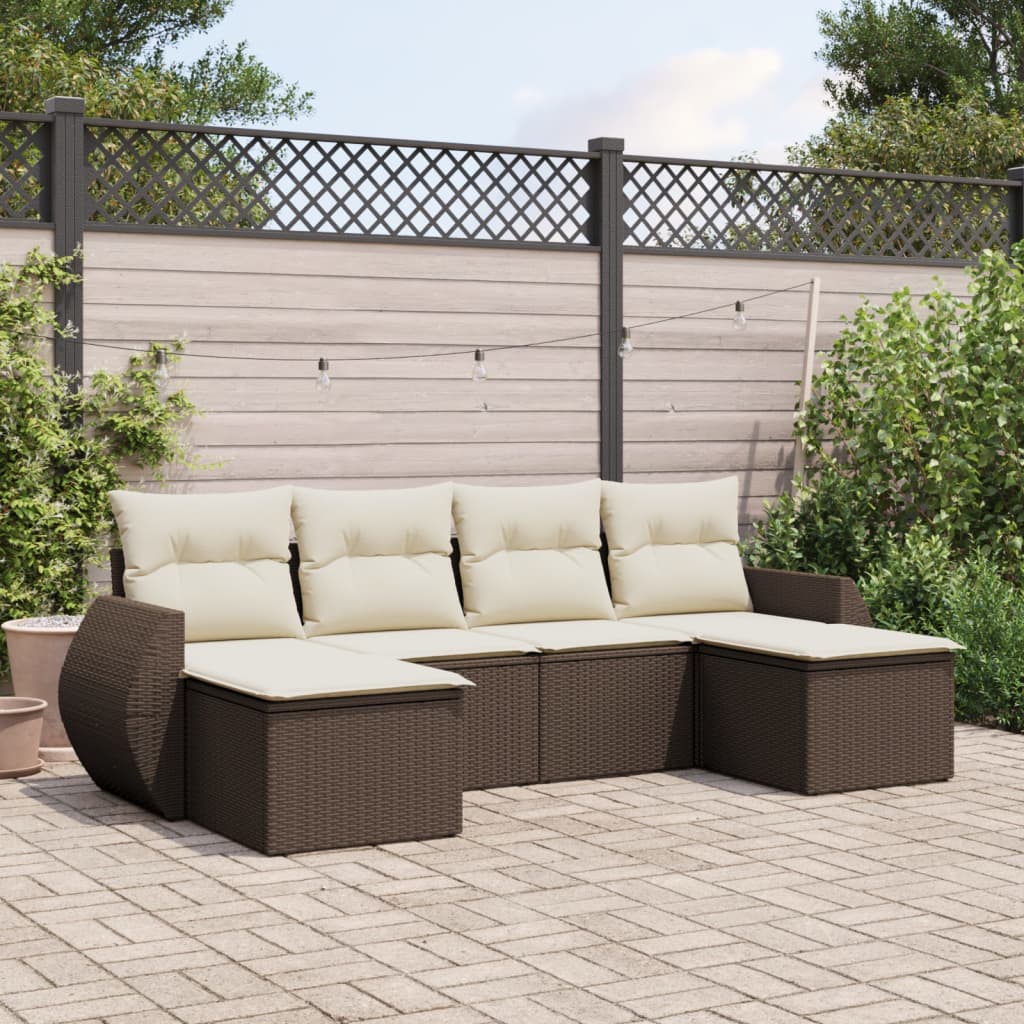 Matgrupp För Trädgården Med Dynor 7 Delar Beige Konstrotting
