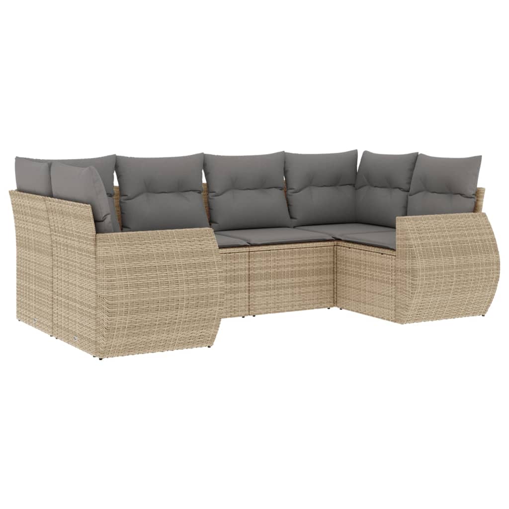 Soffgrupp För Trädgården Med Dynor 6 Delar Beige Konstrotting