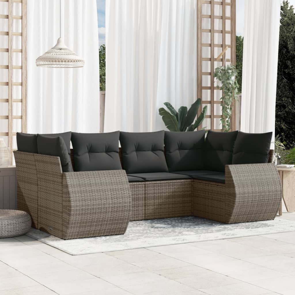 Soffgrupp För Trädgården Med Dynor 6 Delar Beige Konstrotting