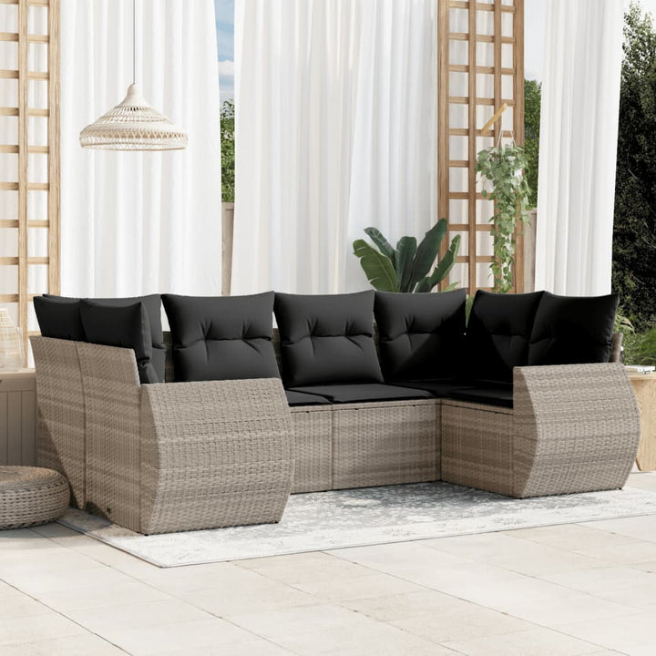 Soffgrupp För Trädgården Med Dynor 6 Delar Beige Konstrotting