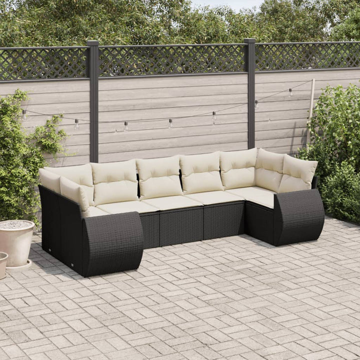 Matgrupp För Trädgården Med Dynor 7 Delar Beige Konstrotting
