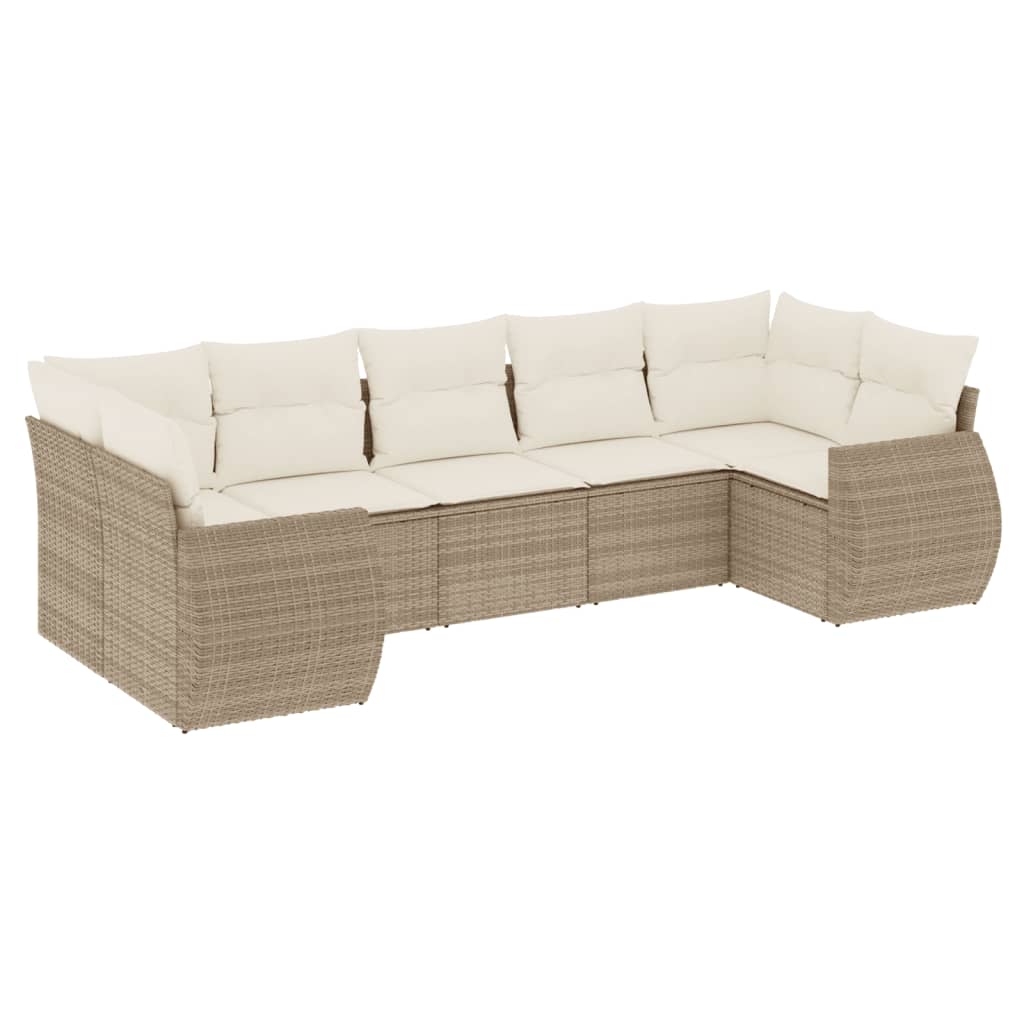 Matgrupp För Trädgården Med Dynor 7 Delar Beige Konstrotting