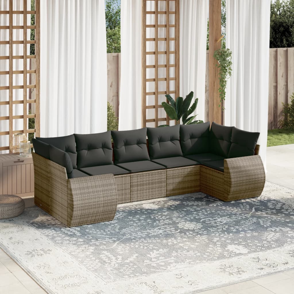 Matgrupp För Trädgården Med Dynor 7 Delar Beige Konstrotting